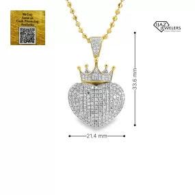 10K Gold Two Tone 1.01 CTW Diamond Crown Heart Charm