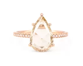 2.02-Carat Rose Cut Pear Diamond Ring