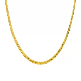 22K Yellow Gold Long Chain W/ Flat Wheat Link, 20 inches