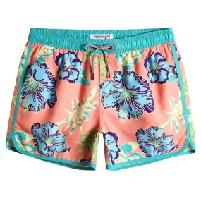 4.5 Inch Inseam Vintage Bluebird Hibiscus Swim Trunks