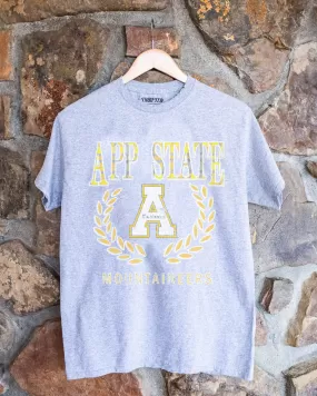 App State Mountaineers Plaid Crest Gray Thrifted Tee