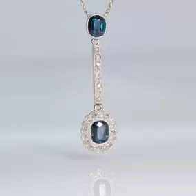 Art Deco Sapphire and Diamond Drop Necklace