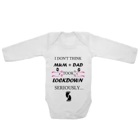 Baby Long Sleeved Vest Bodysuit Grow Mum   Dad Took Lockdown For Newborn Gift