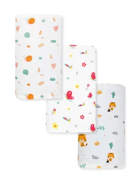 Budget Combo- 100% Muslin Swaddle- Baby Towel (Pack of 3)