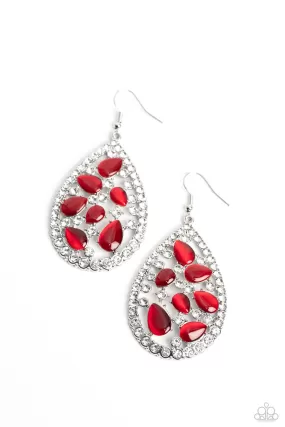 Cats Eye Class Red Earrings - Paparazzi Accessories