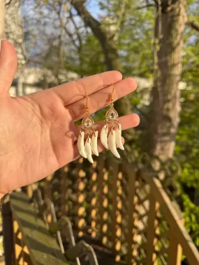 Crystal Triple Coyote Fang Earrings