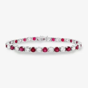 Diamond & Round Ruby Tennis Bracelet