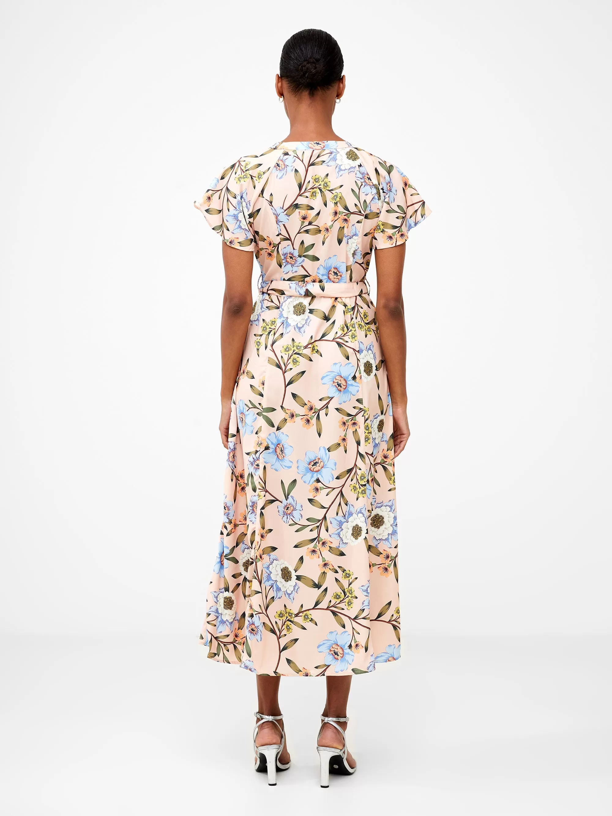 Floral Button-Through Belted Midi Dress