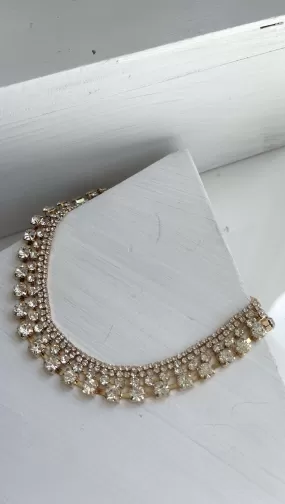 Four Layer Crystal Choker - Gold