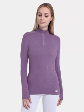 Fusion Half Zip Running Top For Women With Thumbholes & Back Zip Pocket