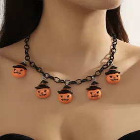 Halloween Pumpkin Collarbone Chain Party Necklace LJH41