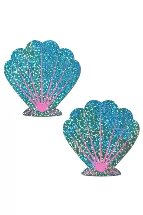 Pastease Seashell Nipple Pasties - Liquid Seafoam Green & Pink