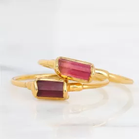 Raw Pink Tourmaline Baguette Band