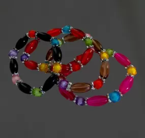 Semi-precious stone, toggle, and crystal boho bracelet