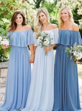 Simple Chiffon Bridesmaid Dress A Line Boat Neck Formal Party Dresses ER2167