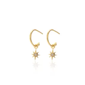 Superfine / Star Hoops / Gold   White Topaz