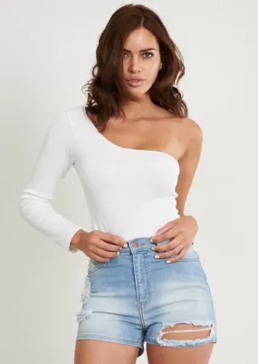 Vera High Waist Denim Shorts - Light Stone