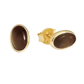 Vida Smoky Quartz Oval Stud Earrings