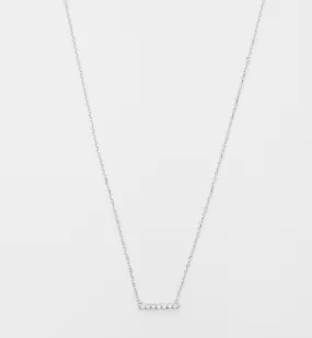 White Gold 7 Diamond Pavé Bar Necklace