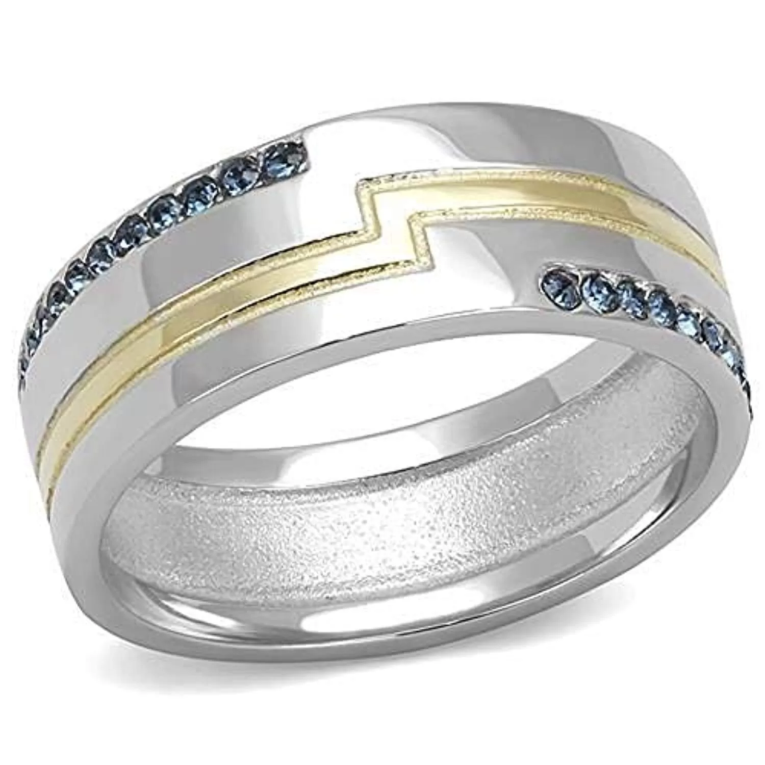 WildKlass Stainless Steel Ring Two-Tone IP Gold Men Top Grade Crystal Montana