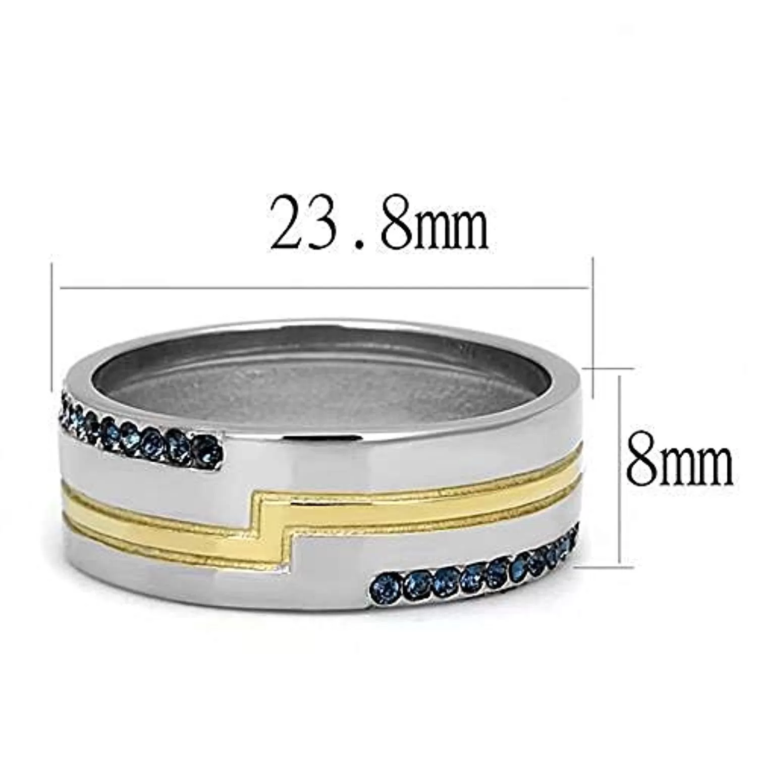 WildKlass Stainless Steel Ring Two-Tone IP Gold Men Top Grade Crystal Montana