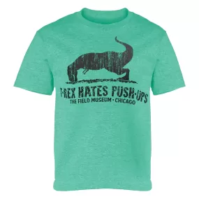 Youth T. rex Hates Push Ups T-Shirt - Heather Green